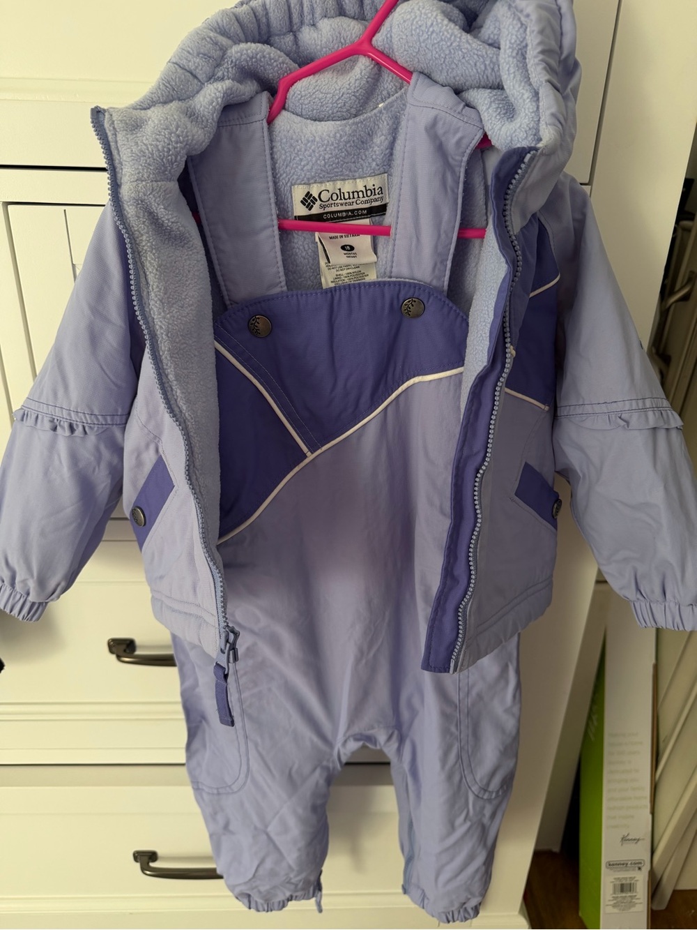 Columbia Toddler 18 M Lavender Purple Snow Suit WaterProof Jacket Adjustable Bib - Picture 6 of 11